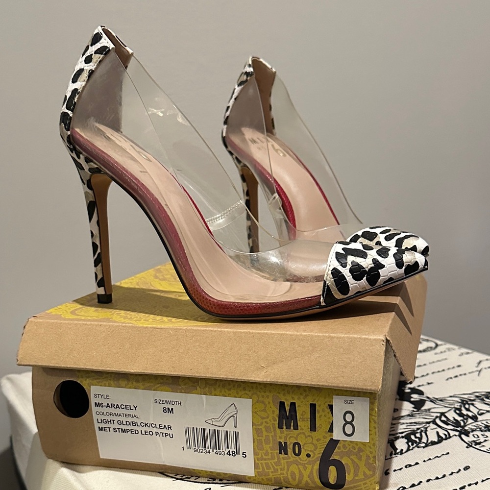 Miista Leopard Print Heels with Clear Accents